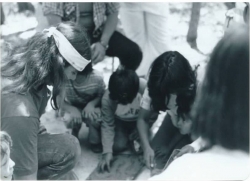 Young Indians Program (1978) Students are making pottery with Cultural Instructor Willie Pink - Pala.