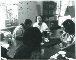 Tribal Members Jenny Igo, Becky Valverde and Students at the Young Indian Program. (1978)