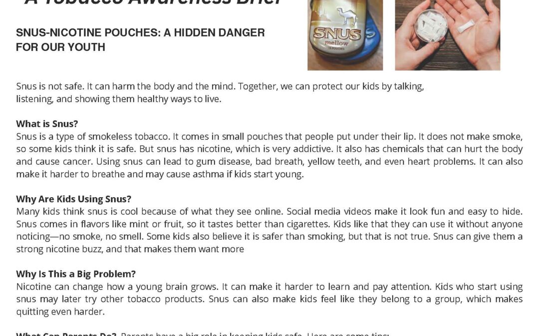 Strong Hearts, Clear Lungs a Tobacco Awareness Brief – A Hidden Danger for Our Youth